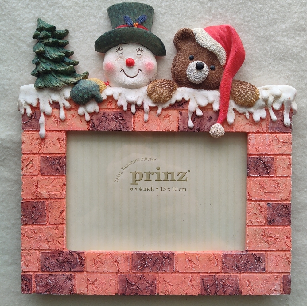 Prinz 6" X 4" Winter Picture Photo Frame Christmas Brick Snowman Tree